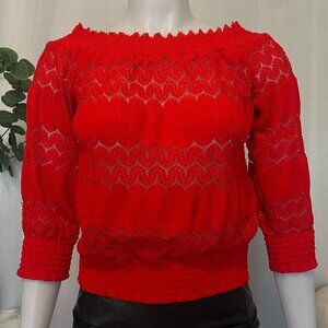 Dynamite 3/4 Sleeve Hot Red Top Off Shoulder Knit Top Size S